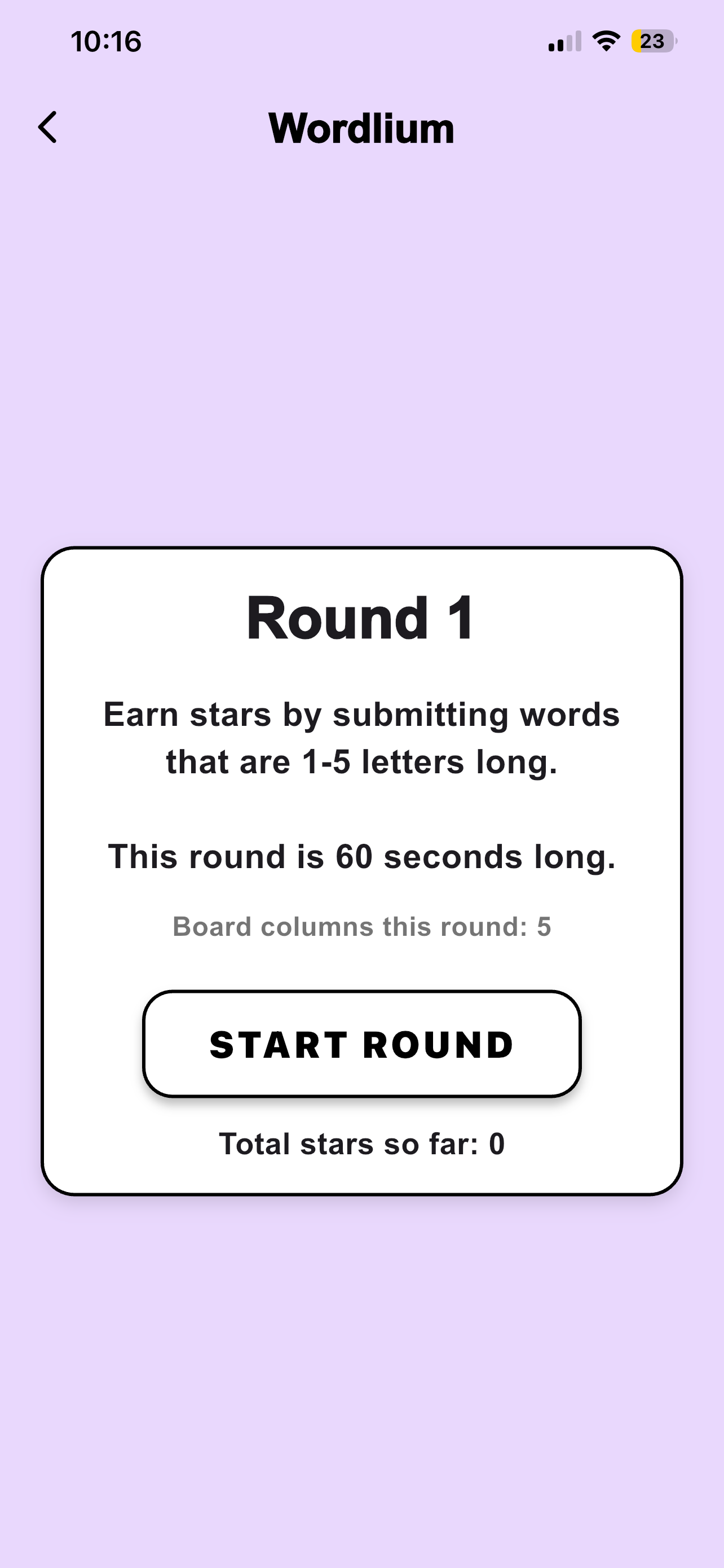Start screen